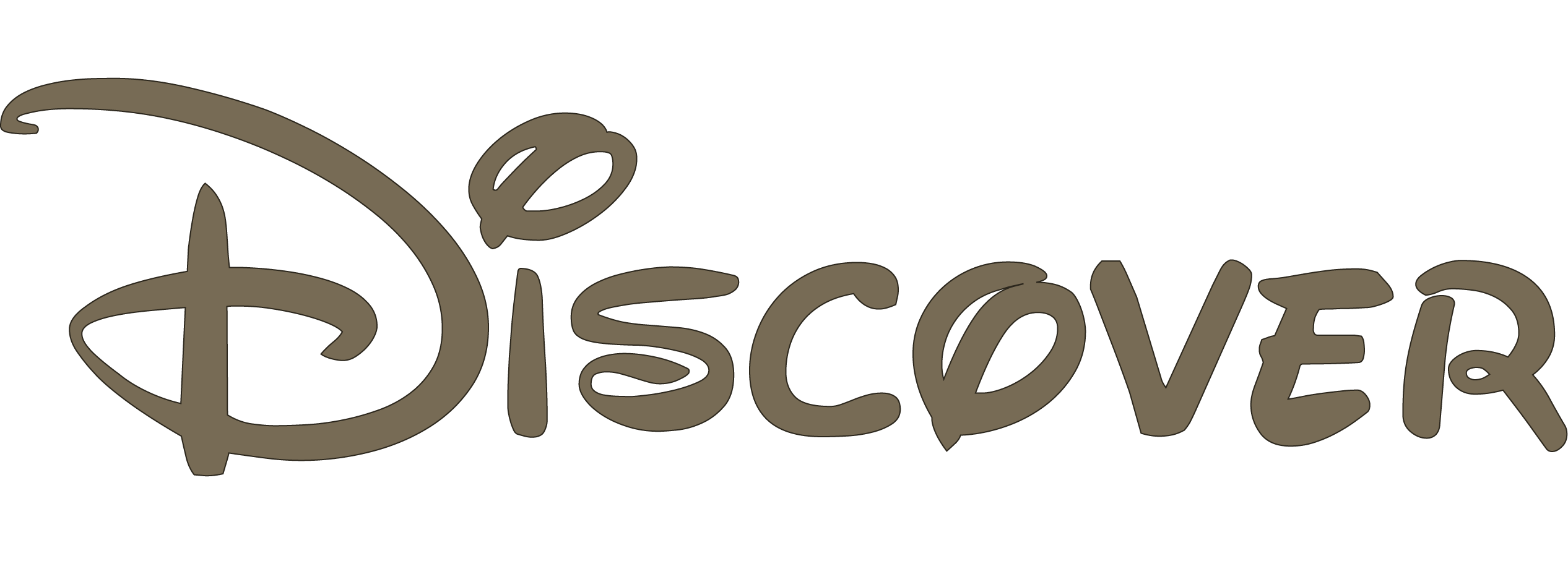 discover logo in the style of the disney font